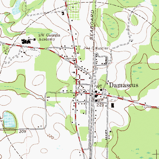 Topographic Map of Damascus Police Department, GA