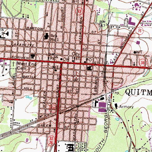 Topographic Map of Quitman Police Department, GA