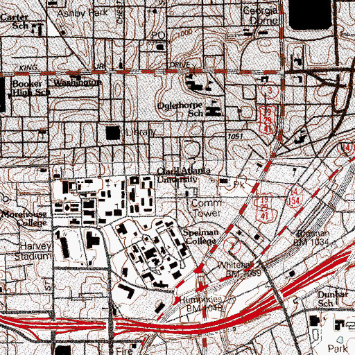 Topographic Map of Atlanta Police Department Zone 1 Mini Precinct, GA