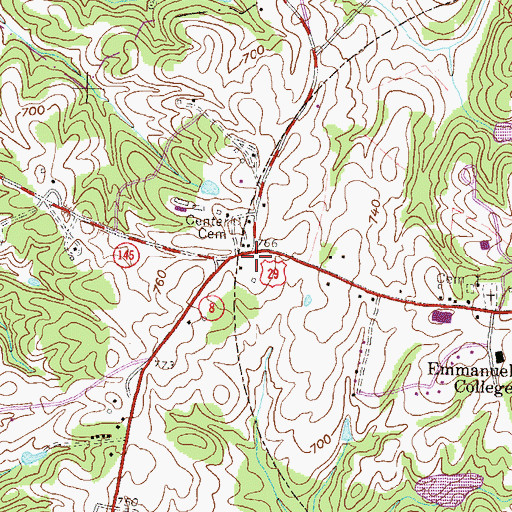 Topographic Map of Franklin Springs Police Department, GA