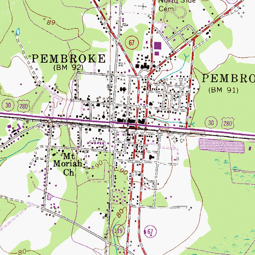 Topographic Map of Pembroke Police Department, GA