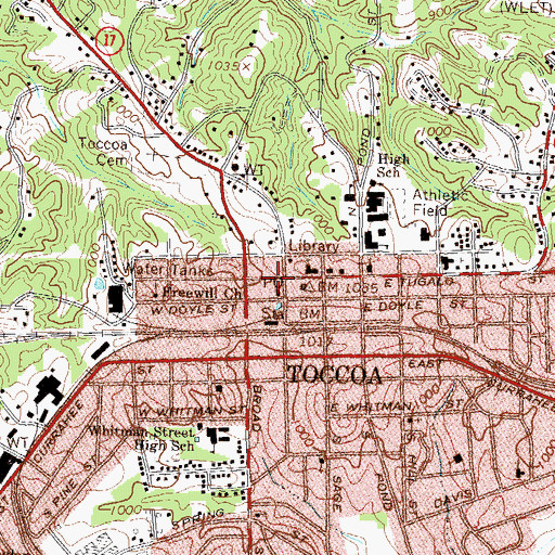 Topographic Map of Stephens County Sheriff's Office, GA
