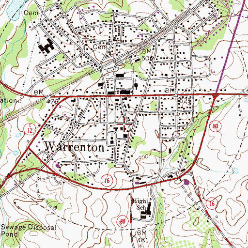 Topographic Map of Warrenton Police Department, GA