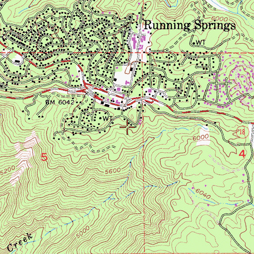 Topographic Map of Running Springs Station, CA