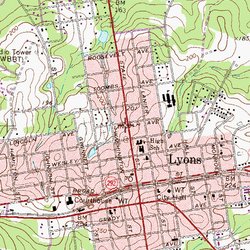 Topographic Map of Lyons Police Department, GA