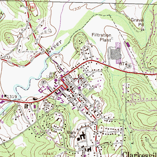 Topographic Map of Clarkesville Police Department, GA