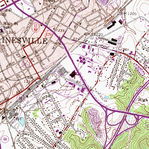 Topographic Map of Gainesville Police Department Featherbone Communiversity Precinct, GA