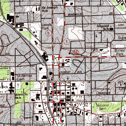 Topographic Map of Cobb County Police Department Headquarters, GA