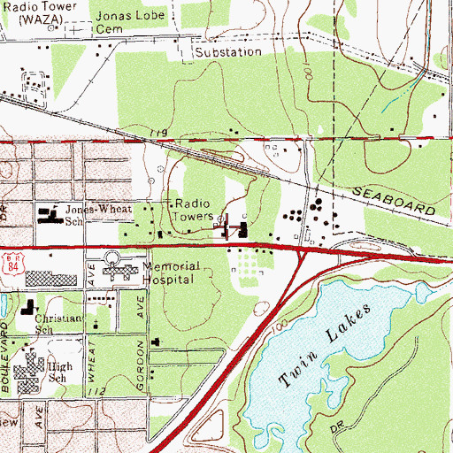 Topographic Map of Bainbridge Police Department, GA