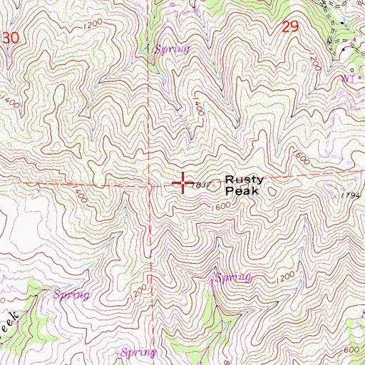 Topographic Map of Rusty Peak, CA