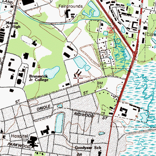 Topographic Map of Glynn County Police Department, GA