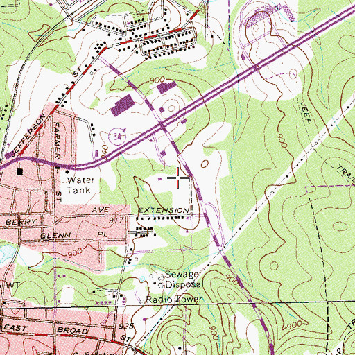Topographic Map of Coweta County Sheriff's Office, GA