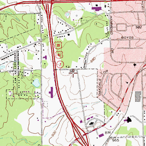 Topographic Map of Spalding County Sheriff's Department, GA