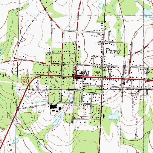 Topographic Map of Pavo Police Station, GA