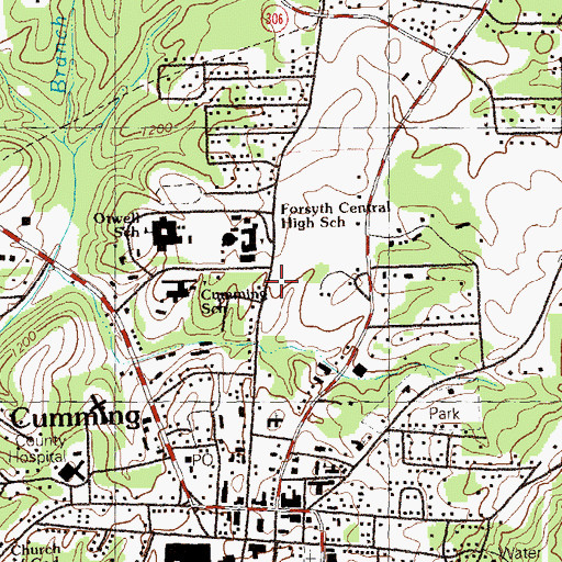 Topographic Map of Forsyth County Sheriff Department Headquarters, GA