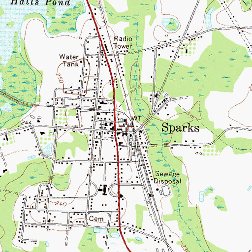 Topographic Map of Sparks Police Department, GA