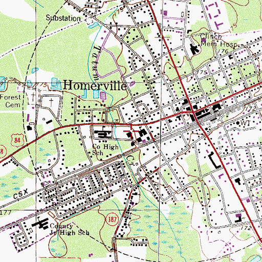 Topographic Map of Homerville Police Department, GA