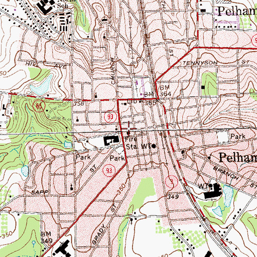 Topographic Map of Pelham Police Department, GA