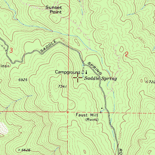Topographic Map of Saddle Spring, CA