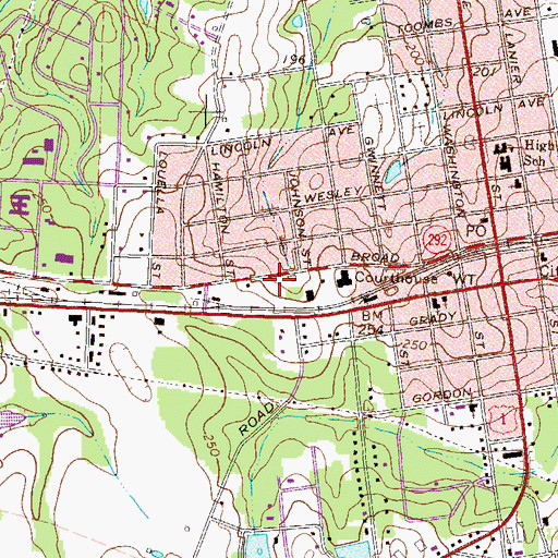 Topographic Map of Toombs County Sheriff's Department, GA