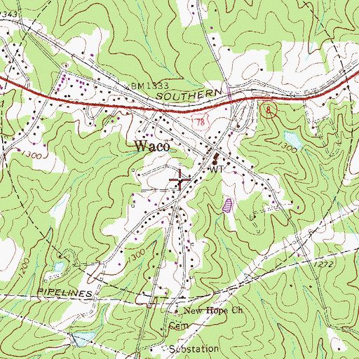 Topographic Map of Waco Sheriff's Department, GA