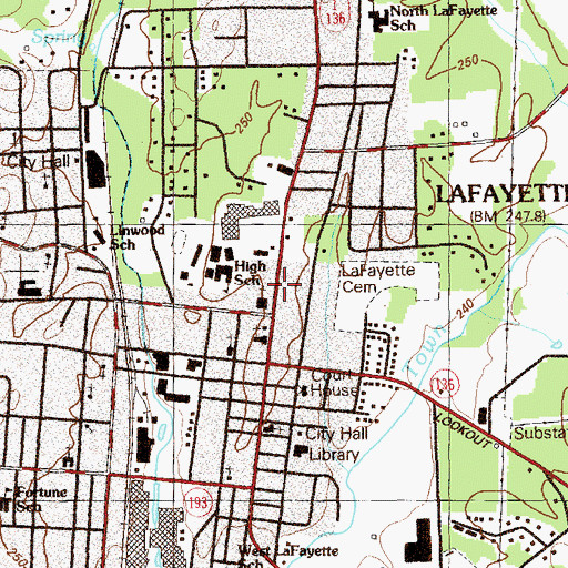 Topographic Map of Lafayette Police Department, GA