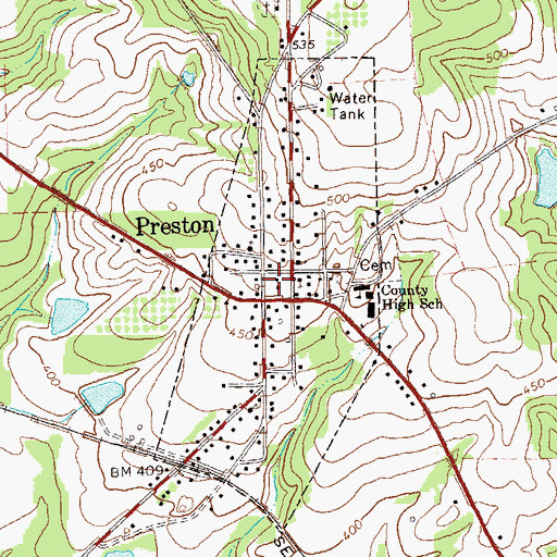 Topographic Map of Webster County Sheriff's Office, GA