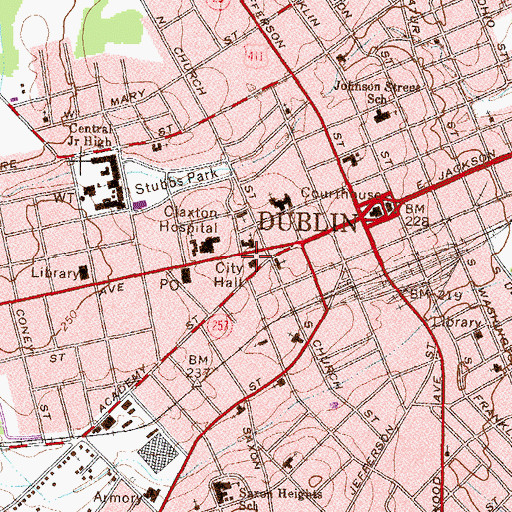 Topographic Map of Dublin Police Department, GA