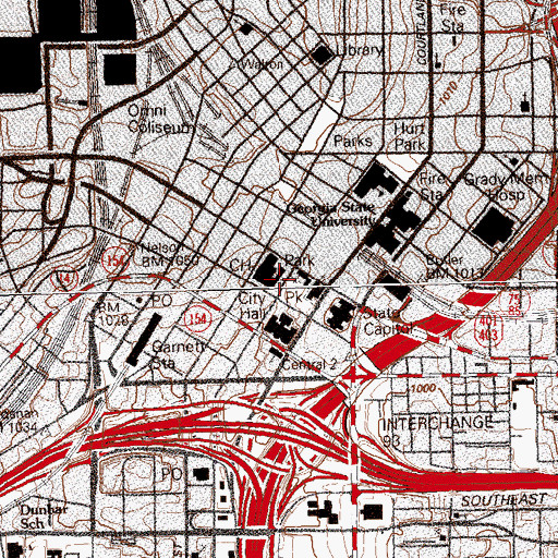 Topographic Map of Fulton County Sheriff's Office, GA