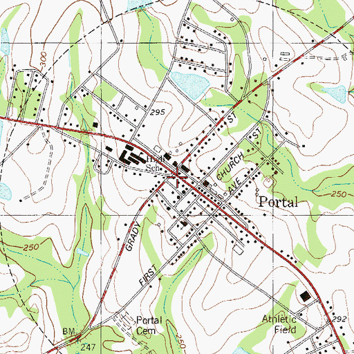 Topographic Map of Portal Police Department, GA