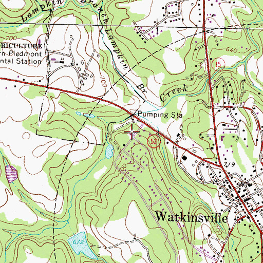 Topographic Map of Watkinsville Police Department, GA