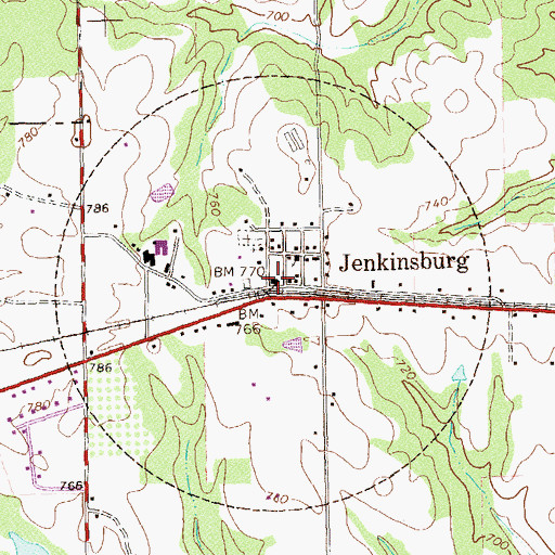 Topographic Map of Jenkinsburg Police Department, GA