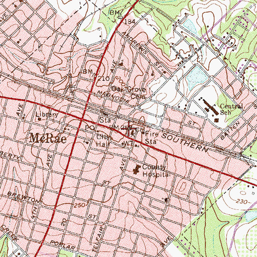 Topographic Map of Telfair County Sheriff's Office, GA