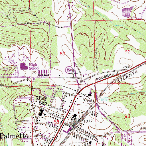 Topographic Map of Palmetto Police Department, GA