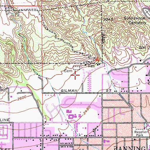 Topographic Map of Saint Boniface School, CA