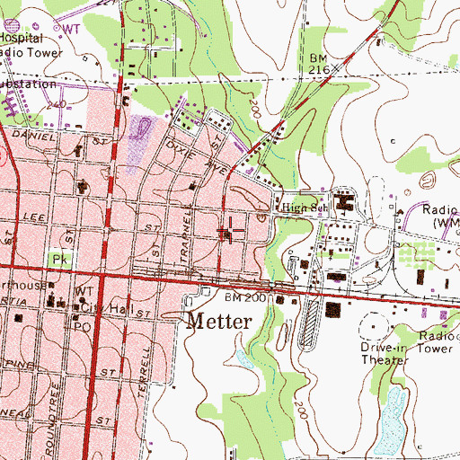 Topographic Map of Metter Police Department Substation, GA