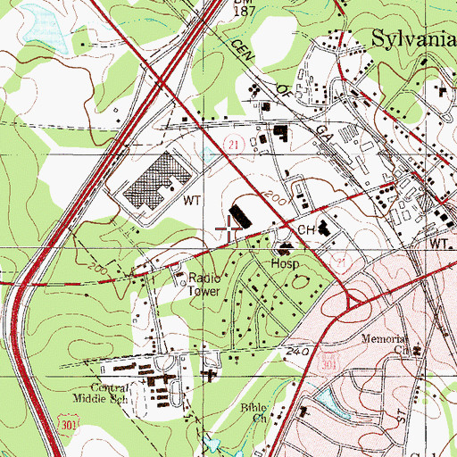 Topographic Map of Screven County Jail, GA