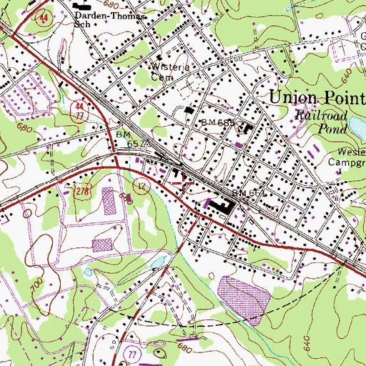 Topographic Map of Union Point Police Department, GA