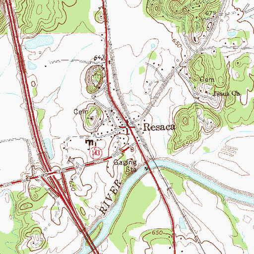Topographic Map of Resaca Police Department, GA