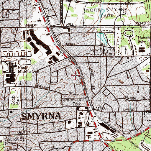 Topographic Map of Smyrna City Jail, GA