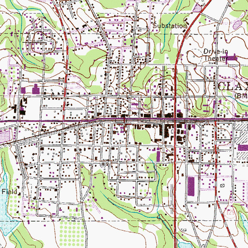 Topographic Map of Claxton City Jail, GA