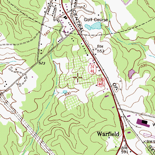 Topographic Map of Putnam County Jail, GA