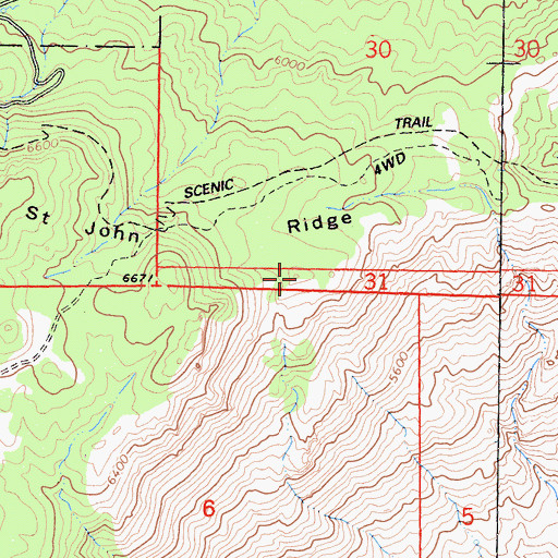 Topographic Map of Saint John Ridge, CA