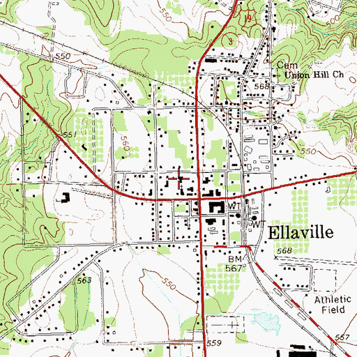 Topographic Map of Schley County Jail, GA