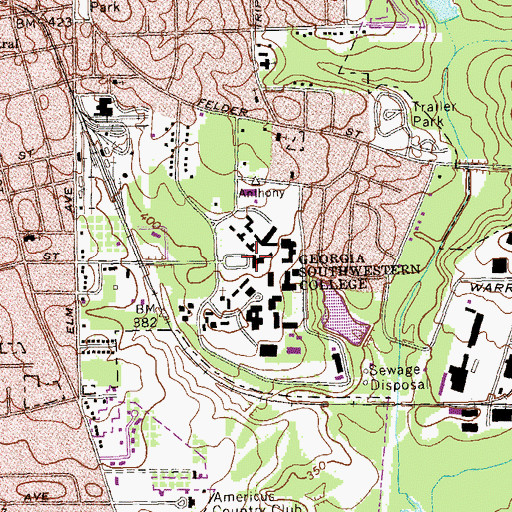 Topographic Map of Georgia Southwestern State University Police Department, GA