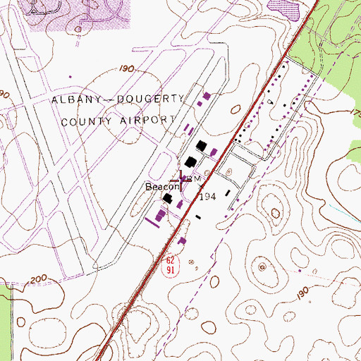 Topographic Map of Southwest Georgia Regional Airport Police, GA