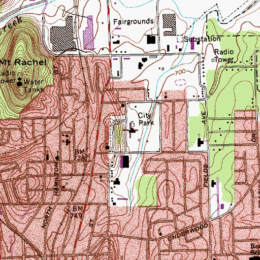 Topographic Map of Dalton Park Police Department, GA