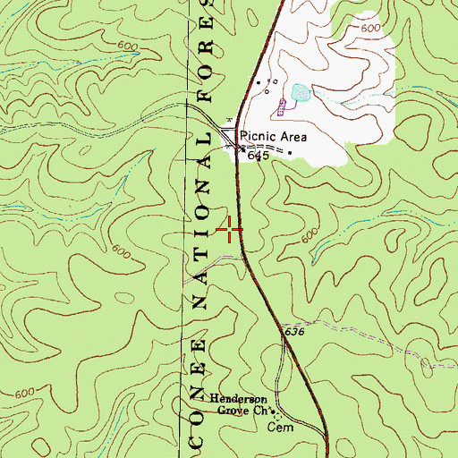 Topographic Map of United States Department of Agriculture Forest Service Oconee Ranger District, GA