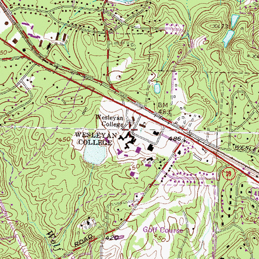 Topographic Map of Wesleyan College Police Department, GA