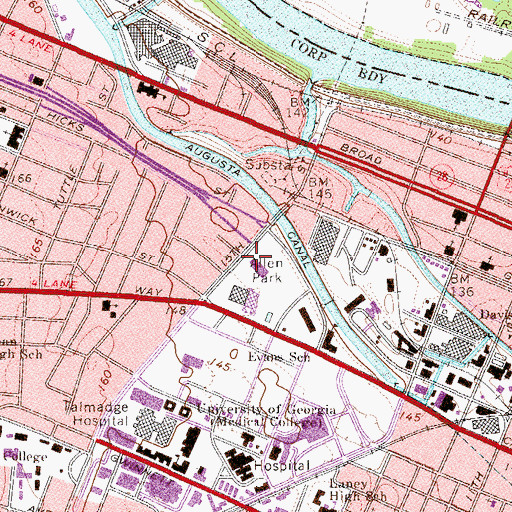 Topographic Map of Medical College of Georgia Police Department, GA